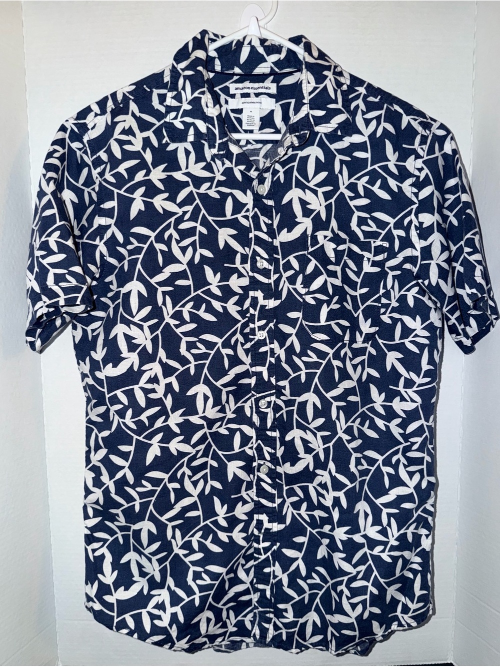Amazon Essentials Navy & White Short-Sleeve Button-Down Shirt